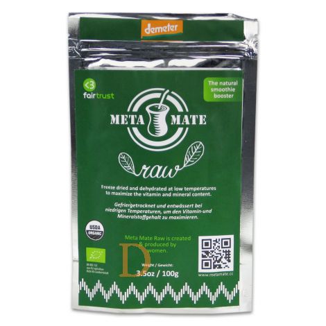 Bio Mate Tee - META MATE RAW 100g - gefriergetrockneter Mate Tee aus Brasilien (Superfood)