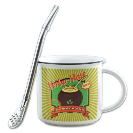undefined | Mate KIT "Yerba Mate Number One" (Mate Cup + Bombilla Cuchara 15.5cm)
