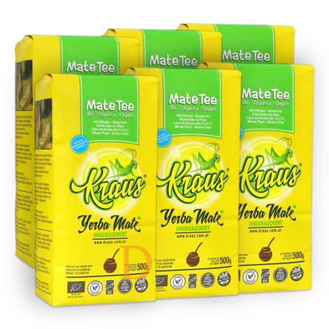Bio Mate Tee - KRAUS ORGANICA 6 x 500g - Fair Trade & ungeräuchert - Mate Tee aus Argentinien